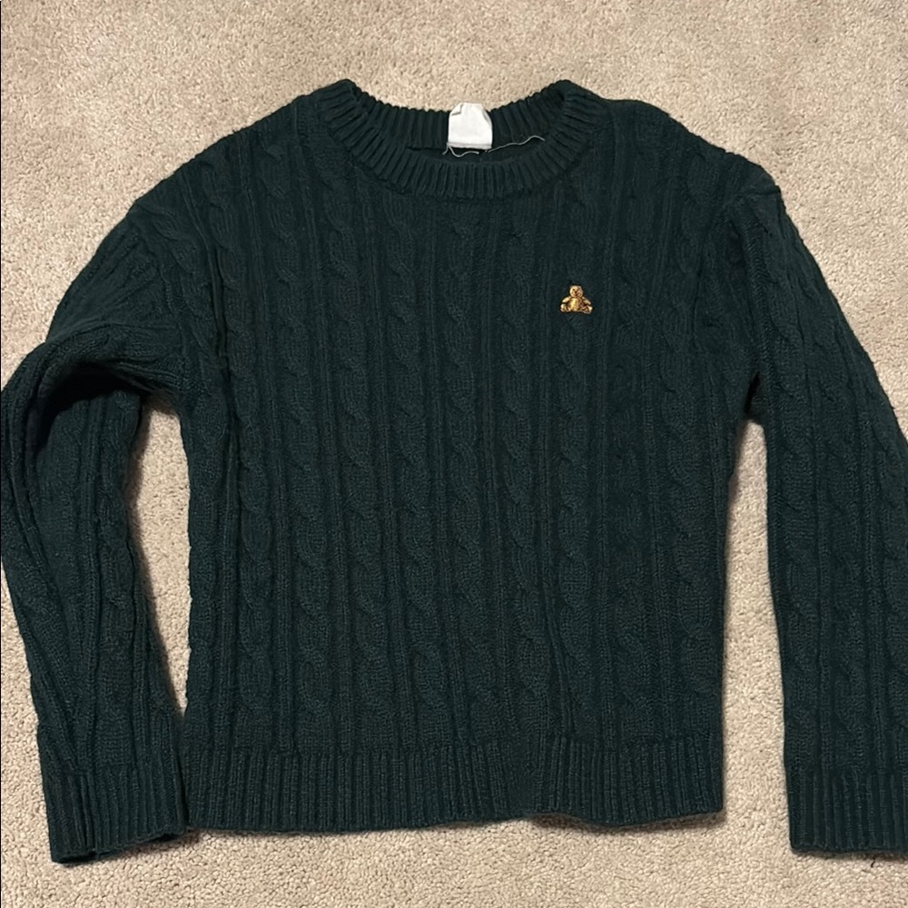 GAP Green Cable Knit Sweater with Crew Neck